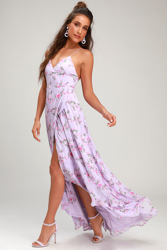 Glam Lavender Wrap Maxi Dress - Lace-Up Dress - Ruffle Maxi Dress - Lulus